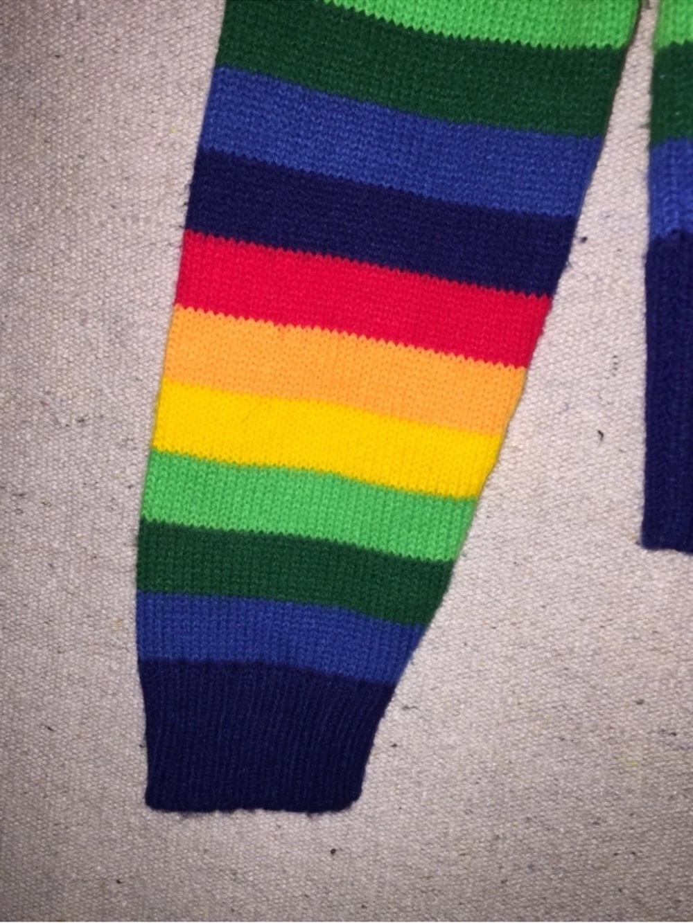 Vintage Kids 70s Primary Colors Rainbow Knit Cardigan Button Striped Boys Girl M - Picture 5 of 8